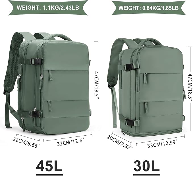 coowoz Large Travel Backpack For Women Men, Carry On Backpack,Hiking Backpack Waterproof Outdoor Sports Rucksack Casual Daypack Expandable Heavy Duty Extra large Backpack Olive Green - Image 3