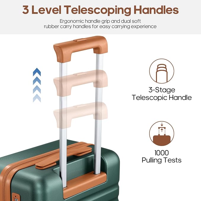 3 Piece Luggage Set, Durable ABS Hardshell Carry On Suitcase Set with Silent Spinner Wheels, YKK Zipper & TSA Lock, Lightweight Large Travel Checked Luggage,20/24/28 Inch - Image 4