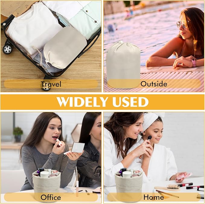 INVODA Drawstring Makeup Bag 6PCS Women Cosmetic Bag Bulk Make up Bags Portable Barrel Toiletry Bag Large Toiletries Pouch Travel Cosmetic Organizer (6PCS) - Image 9