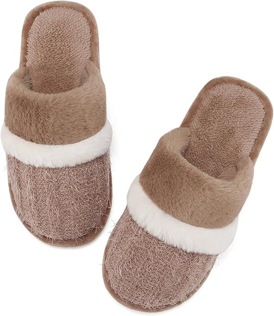 MAXTOP Womens Cozy Memory Foam Slippers Soft Warm Slip On Faux Fur House Slippers,Anti-Skid Rubber Sole,Creative Gifts for Women Mom Girlfriend