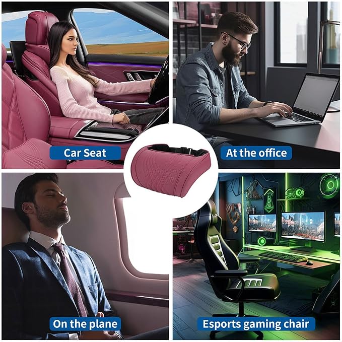 Seat Headrest Car Neck Pillow for Driving Memory Foam Red, 1 Pack | Soft Comfortable Leather Seat Head Rest Pillow Headrest Travel Neck Support Cushion for Most Cars SUV Home Office Chair - Image 7