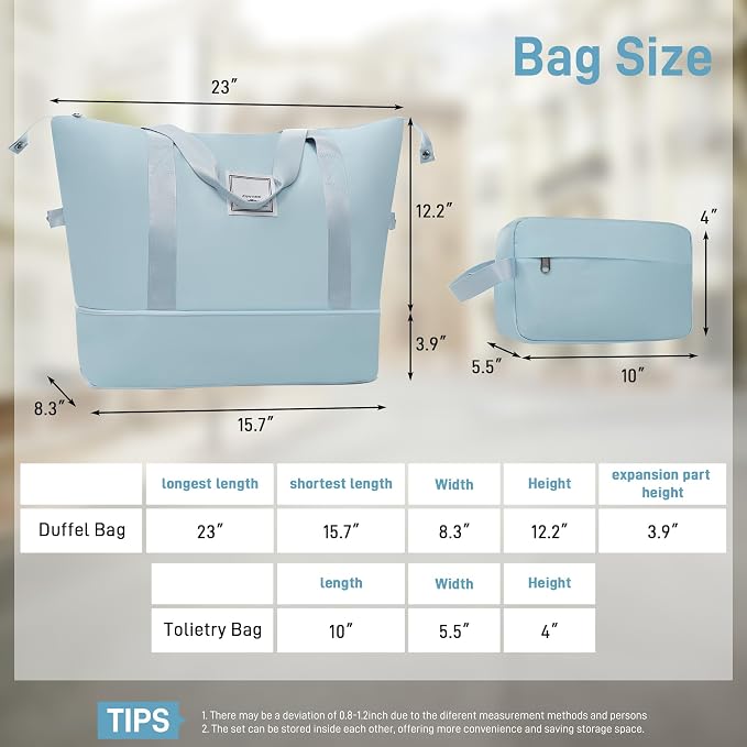 Light Blue 6 Piece Luggage Set Hard Shell - Traveling Suitcases with Spinner Wheels and Duffel Bags for Family Travel, Durable Carry On Luggage Sets with Lock for Women and Men - Image 3