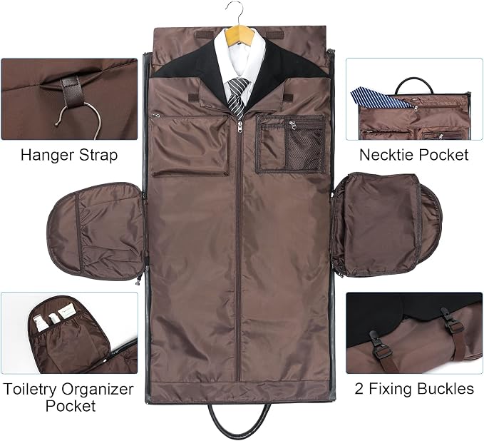 Convertible Garment Bag, Carry-On Suit Bag with Shoulder Strap | 2-in-1 lightweight garment travel bag for men and women, suit bag with shoulder strap for weekend getaways - Image 4