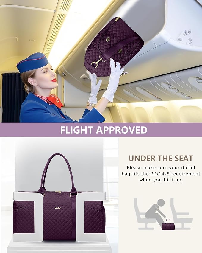 Women Weekender Travel Duffle Bag: Travel Duffel Overnight Bags with Shoe Compartment Large Carry on Tote with Toiletry Bag Weekend Traveling Yoga Gym Hospital Bag for Women with Wet Pocket 3 PCS Set - Image 6