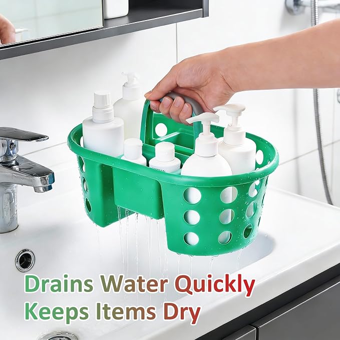 SIMPLYKLEEN Large Shower Caddy Portable 2PC - Made in USA Plastic Jumbo Size Dorm Storage Candy Tote with Handle Shower Organizer for Bathroom, Pantry, Kitchen, College Dorm, Green/Red - Image 9