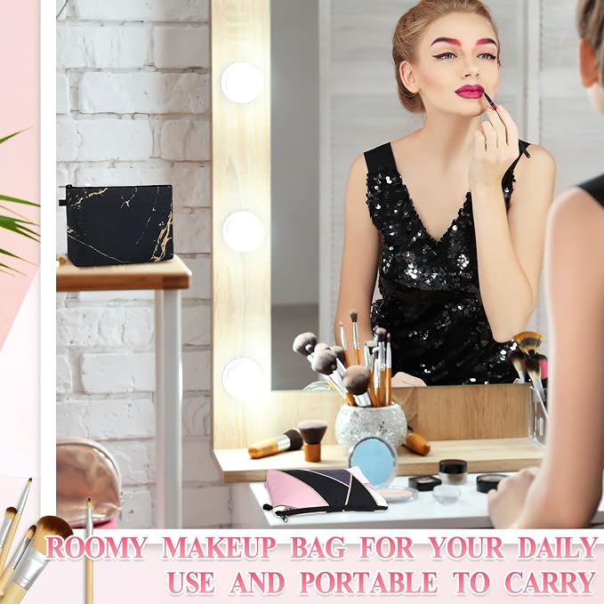 Dunzy 20 Pcs Bulk Makeup Bag for Women Appreciation Gifts for Teacher Canvas Cosmetic Bags with Zipper Pouches Waterproof Travel Toiletry Organizer for Girls Mother Teacher Nurse Bridesmaids (Marble) - Image 6