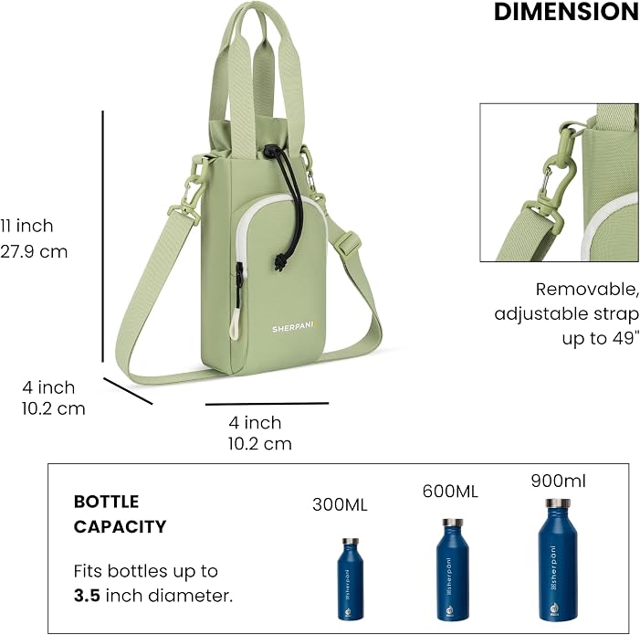 Sherpani Izzie, Water Bottle Crossbody, 32oz Bottle Carrier Bag | Bottle Holder Sling with Phone Pocket, Cross Body Drink Carrier Men Women, RFID Protection for Hiking Camping, Travel Gift - Image 3