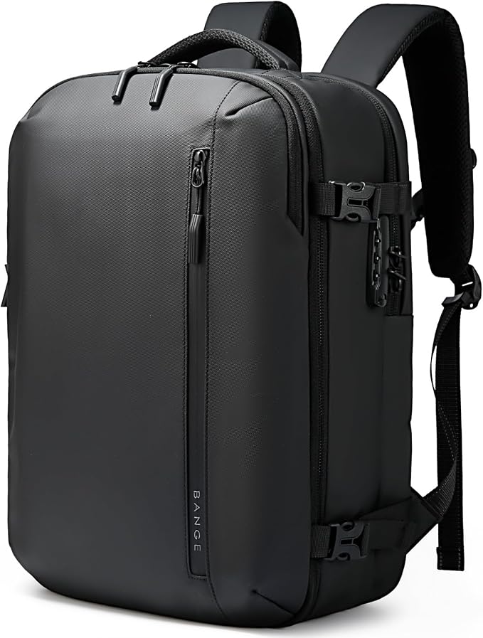 BANGE Travel Backpack with 15.6 Inch Laptop Compartment & TSA Lock for Men and Women, Water-Resistant Large Carry-On, Flight Approved,Black by BANGE