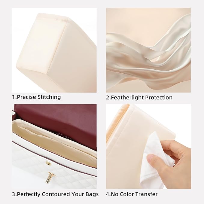 DGAZ Silk Purse Organizer Insert For Lady-Dior Micro/Mini/S/M/L bags，Silky Smooth Bag Organizer，Luxury Handbag & Tote Shaper（Craie，M） | Soft and Lightweight,Perfect Fit,Multi-pocket Storage,Bag Protector,Luxury Bag Care,Handmade,for Smooth Bag Organizer - Image 3