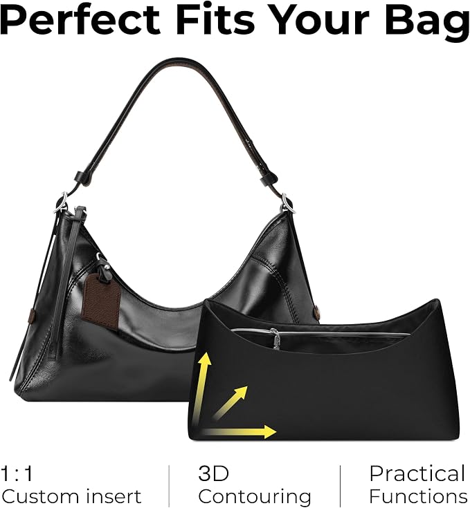 Handbag Organizer Insert for LV Carryall East West, Custom Fit Inside Premium Matte Black Lightweight WaterResistant Purse Insert with Cup Holder Accessories with Zipper - Image 4