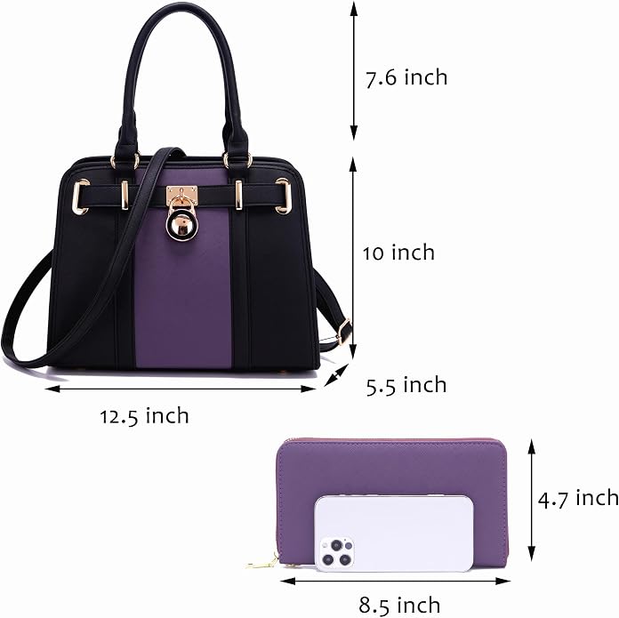 Qiyuer Structured Satchel Tote Handbags Set Women Purses with RFID Wallet | Premium, Sturdy, Spacious, Chic for Daily & Work, Vegan PU Leather, Multi-way Carry, Large Capacity RFID Wallet, Ideal Gift - Image 4