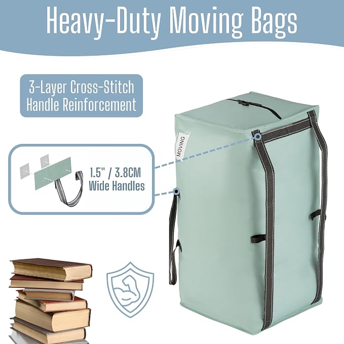 VENO 8 Pack Heavy Duty Moving Bags with Backpack Straps, Zippers & Handles, Extra Large Packing Bags for College Dorm Essentials, Moving Supplies Alternative to Cardboard Moving Boxes - Image 2