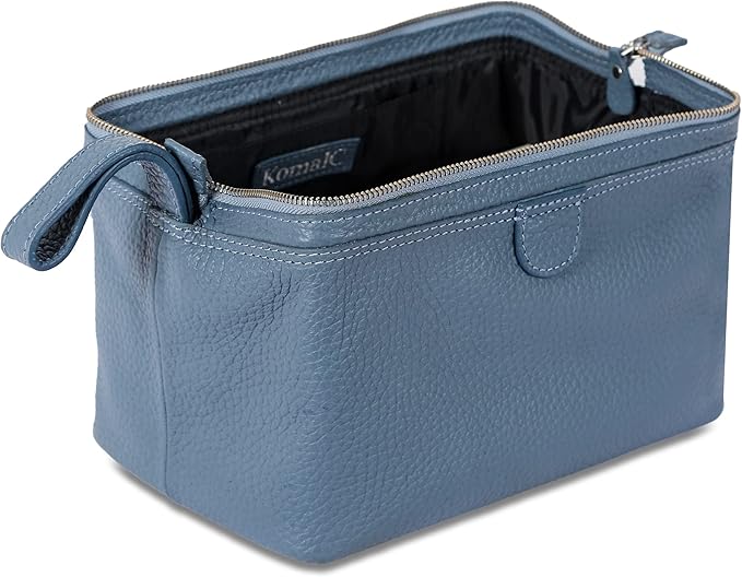 KomalC Premium Buffalo Leather Toiletry Bag for Men & Women With Water resistant Lining, Grooming Travel Pouch, Unisex Wash Bag for Toiletries, Gifts for Men and Women - Image 4