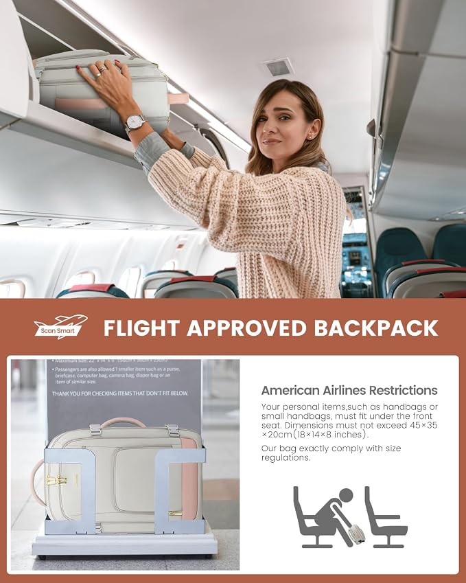 LOVEVOOK Large Travel Backpack For Women, 50L Carry On Backpack Flight Approved, TSA Personal Item Bag, Waterproof Laptop Backpack Fits 18 Inch Laptop, Business Weekender Overnight With 3 Cubes, Grey - Image 6