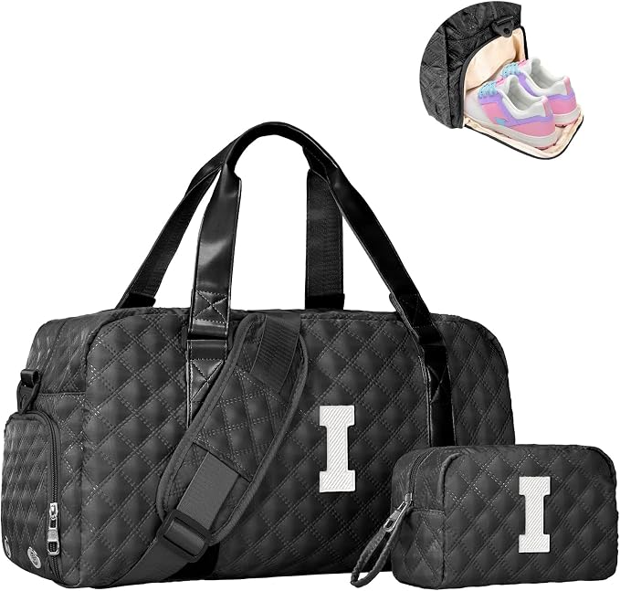 Elilier Teen Girl Gifts Trendy Stuff, Personalized Gifts, Initial Travel Duffel Bag or Teens, Monogram Overnight Bag, Trendy Stuff Gifts for Girls Friend Birthday Teacher Gift by Elilier