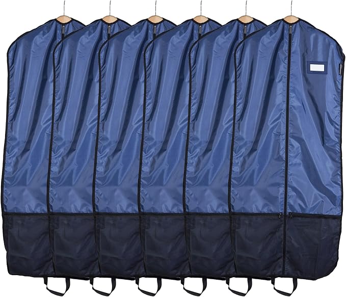 Covermates Deluxe Garment Bag Set for Closet Storage & Travel – Heavy Duty Hanging Suit & Dress Bags with ID Window, Accessory Pockets & Carrying Handles – Premium Wardrobe Protection, Blue by Covermates