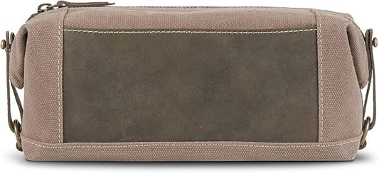 Londo Travel Toiletry Bag, Top-Grain Leather & Canvas Hanging Dopp Kit, Bathroom Case, & Makeup Organizer, Unisex by Londo