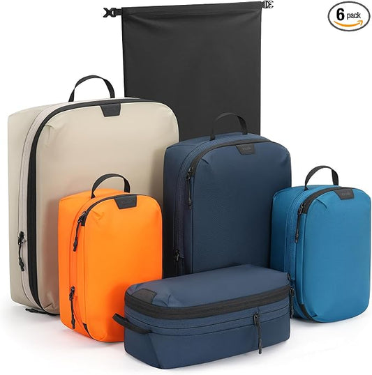 Tolaccea Travel Packing Cubes Set Compression Organizers for 20" Luggage | Lightweight Ripstop Nylon | Compression Zippers Save Space | Organized Packing for Weekend Business Trips | Extra Laundry Bag by Tolaccea