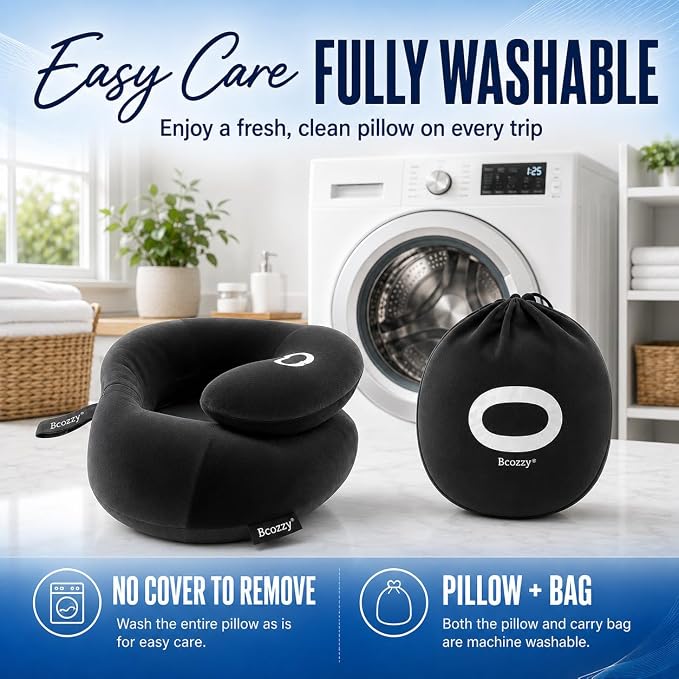 BCOZZY Neck Brace Pillow - Patented Relief for Neck Pain and Supportive Sleep-Soft, Washable, and Adjustable for Comfortable Resting. Black - Image 6