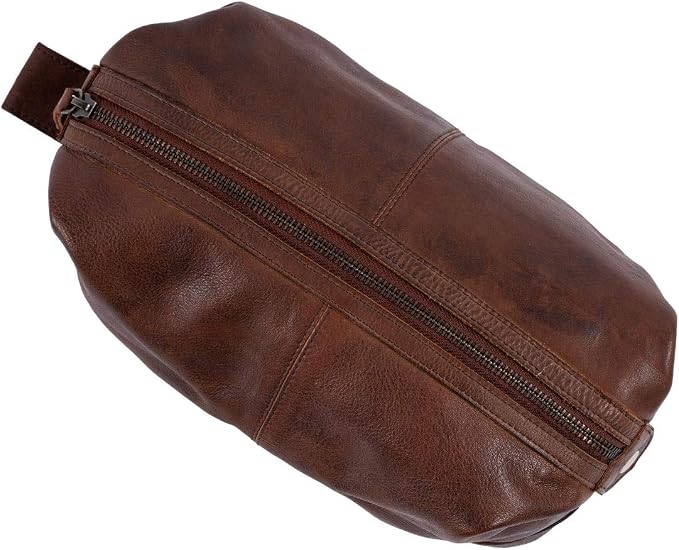 KomalC Premium Unisex Vintage Vanity Dopp Kit - Travel Toiletry Bag Shaving for Men and Women (Brown) - Image 2