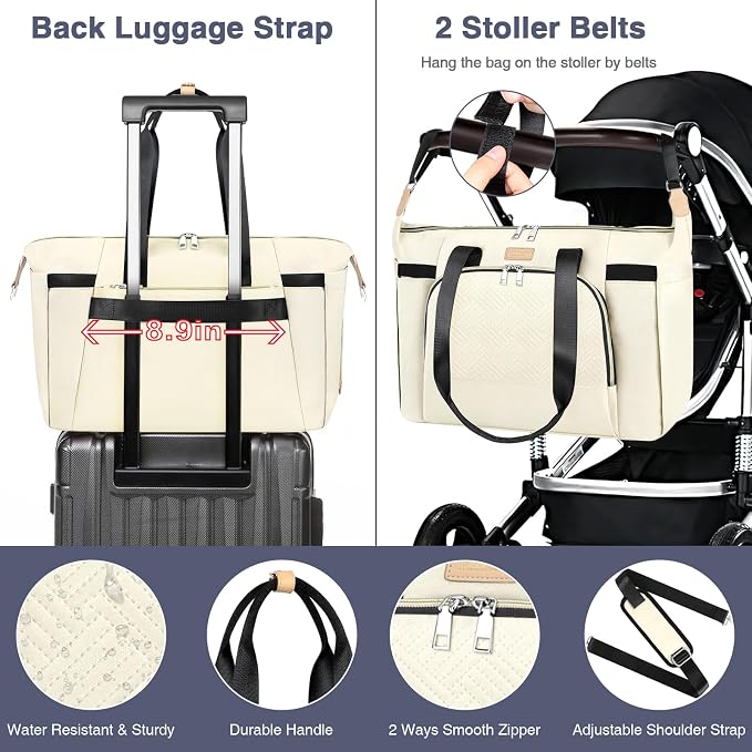 ITIEZY Diaper Bag Tote for Baby - Large Mommy Bag with Portable Changing Pad Pacifier Case, Hospital Bags Travel Baby Bag - Image 6