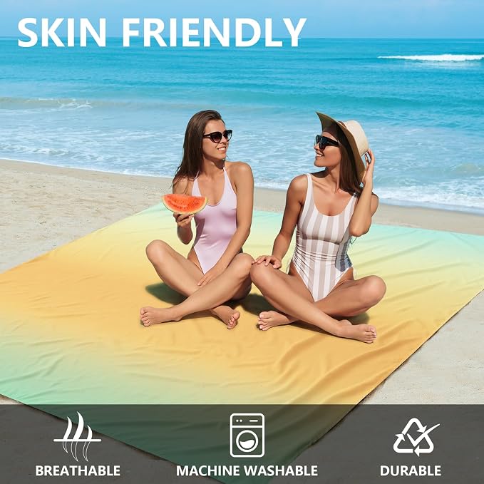 WIWIGO Beach Blanket Waterproof Sandproof Beach Mat 79" X 83"/10'x9'for 2-8 Adults Quick Drying Outdoor Picnic Mat Beach Accessories for Travel, Camping, Hiking - Image 4