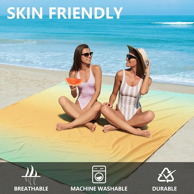 AISPARKY Beach Blanket Waterproof Sandproof Extra Large, Oversized Beach Mat, Quick Drying&Compact&Lightweight, Picnic Blankets Vacation Essentials for Outdoor Beach Camping (79" X 83" (4 Person)) - Image 3
