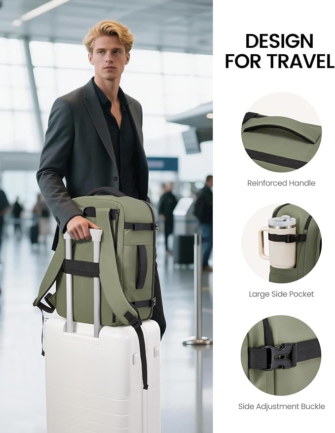 LOVEVOOK Travel Backpack for Women Men with Garment Bag, 50L Carry on Backpack as TSA Personal Item Flight Approved, Luggage Daypack Fits 17.3" Laptop, Overnight Business Weekender Travel Essential - Image 5