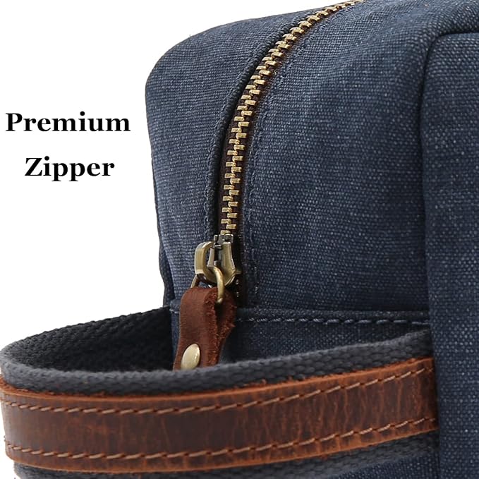 Personalized Toiletry Bag Embroidery Canvas Dopp Kit Custom Gift Monogrammed Shaving Bag With Zipper For Men And Women (Grey) - Image 2