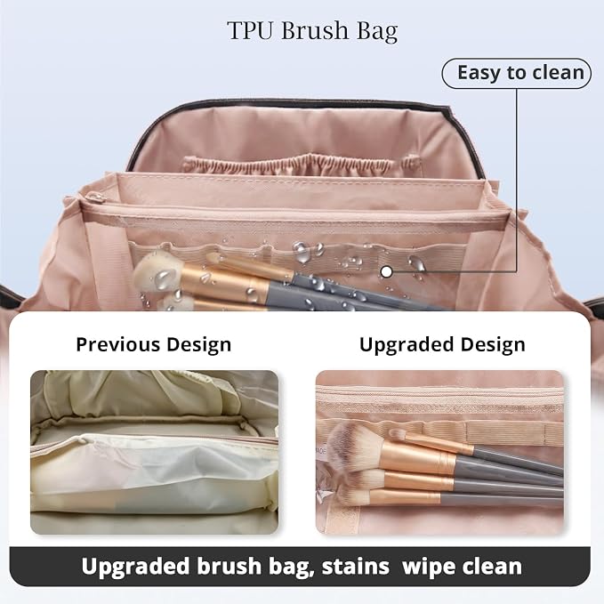 Personalized Gift Travel Makeup Bag: Initial Makeup Organizer Bag for Women | 3-in-1 Custom Make up Bag Set - Vegan Leather Travel Cosmetic Bag - Luxury Gift for Women – Birthday, Anniversary, Graduation - Image 4