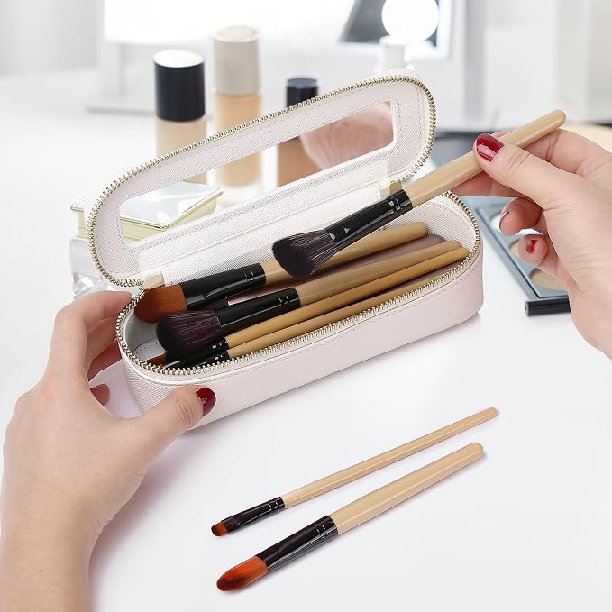 Travel Makeup Set, White, L+M+SLIM | Waterproof, Transparent Cosmetic Bag, Toiletry Bag, Makeup Brush Case with Zipper, Car Essentials for Women - Image 4