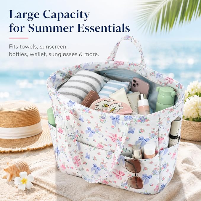 Bluboon Waterproof Beach Tote Pool Bags for Women Ladies Extra Large Carry On Bag With Wet Compartment for Weekender Travel - Image 2