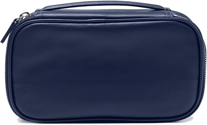 Leatherology Navy Blue Nested Travel Organizer Trio – 3-Piece Leather Packing Set with Mesh Pocket, Elastic Loops & Water-Resistant Lining – Compact Storage for Tech, Toiletries & Travel Essentials - Image 4