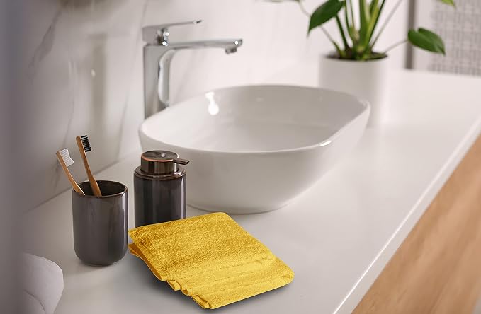 100% Cotton Washcloths 60 Pack (12x12 Inches) Soft, Highly Absorbent Washcloth, Face Towels, Wash Cloths for Face, Ring Spun, Bulk Pack (Yellow) - Image 4