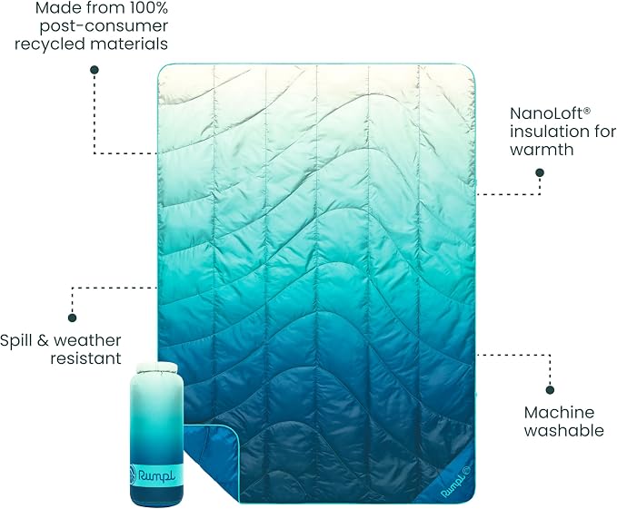 Rumpl Travel Puffy Blanket, Ultra-Packable Travel-Size Warmth and Comfort, Deepfoam Fade - Image 3