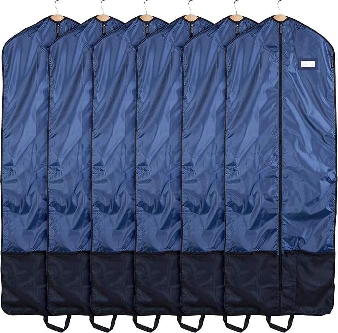 Covermates Deluxe Garment Bag Set for Closet Storage & Travel – Heavy Duty Hanging Suit & Dress Bags with ID Window, Accessory Pockets & Carrying Handles – Premium Wardrobe Protection, Blue by Covermates