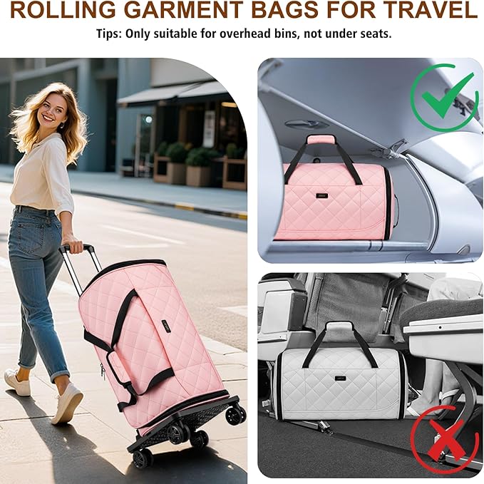 Rolling Garment Bags for Travel - Carry on Convertible Garment Duffle Bags with Wheels for Men Women, 4 in 1 Large Travel Duffel Bags with Shoes Compartment Hanging Suit Dress Weekender Bag 4pcs Set - Image 6