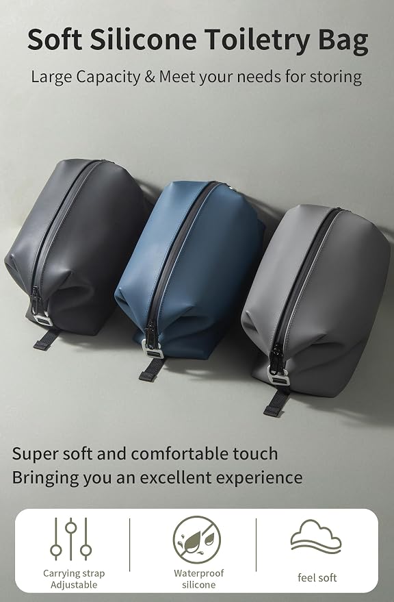 6"x 11" 6L Large Silicone Toiletry Bag,Waterproof Leakproof Foldable Travel Organizer,Dopp Kit Alternative for Men & Women,Navy Bule - Image 2