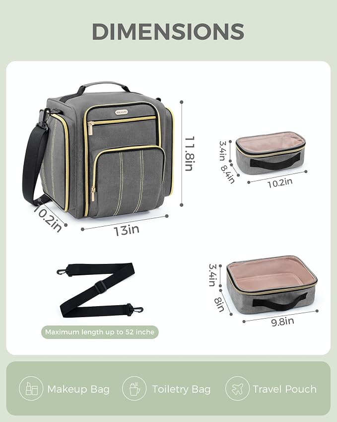 BALULHG Large Travel Makeup Bag - Cosmetic Organizer with 4 Removable transparent Inner Pockets, Multi-functional Toiletry Bag for Accessories & Brushes, Women's Beauty Case,Patent Pending - Image 2