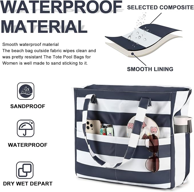 Bluboon Waterproof Beach Tote Pool Bags for Women Ladies Extra Large Carry On Bag With Wet Compartment for Weekender Travel - Image 7