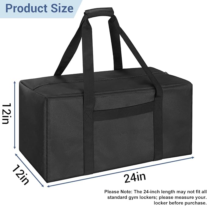 COOLBEBE 24x12x12 Inch Travel Duffle Bag (53L), Mid-Size Weekender for Overnight Trips, Camping, and Sports Gear Hauling, Water Resistant, Black - Image 9
