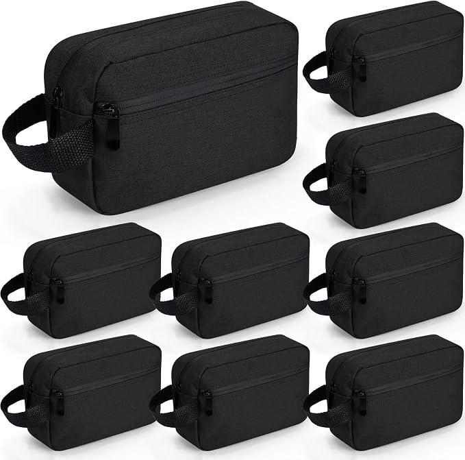 Hillban 9 Pcs Portable Toiletry Bag for Men Water Resistant Shaving Bag Foldable Cosmetic Bag Travel Bag for Toiletries Hanging Storage Shower Bag wedding groomsmen gifts(Black) by Hillban
