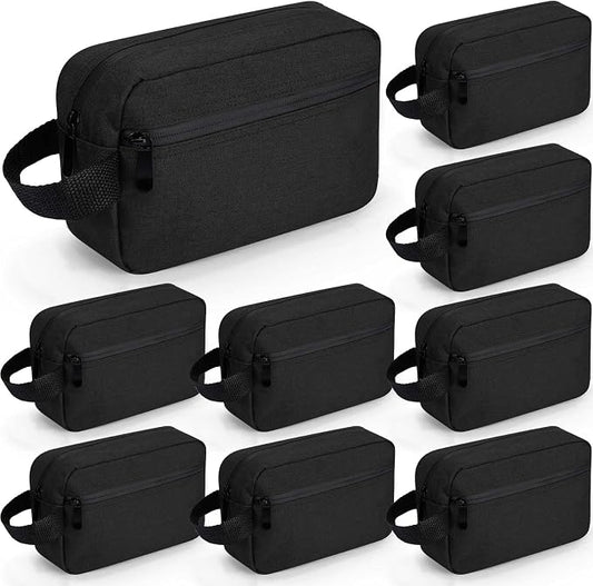 Hillban 9 Pcs Portable Toiletry Bag for Men Water Resistant Shaving Bag Foldable Cosmetic Bag Travel Bag for Toiletries Hanging Storage Shower Bag wedding groomsmen gifts(Black) by Hillban
