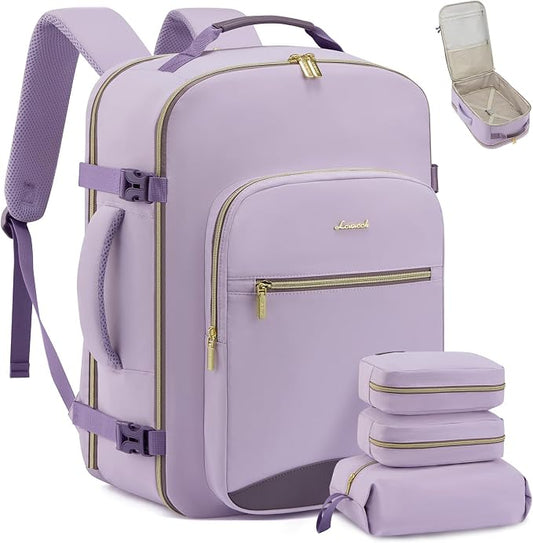 LOVEVOOK 40L Travel Backpack Flight Approved Carry on Backpack,3 Packing Cubes,Waterproof Personal Item Travel Bag,TSA Carry on Luggage Suitcase Travel Essentials,Gifts for Women & Men,fits 17" Laptop by LOVEVOOK