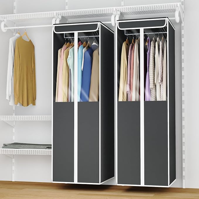 Univivi Garment Bags for Hanging Clothes, 2 Pack Large Clothes Storage Bags Closet Organizer with Clear Window, Premium Hanging Garment Storage Bag for Suits, Coats, Dresses, 54" (Dark Grey) - Image 6