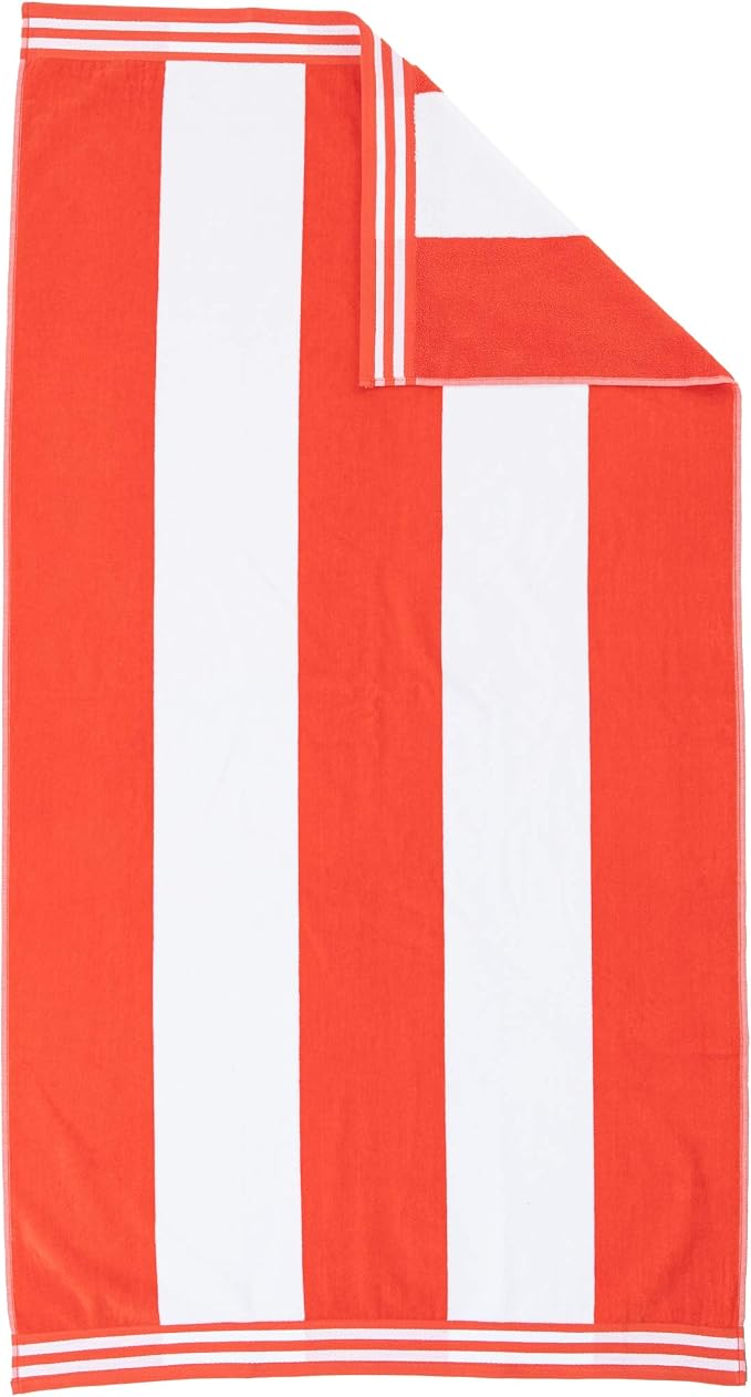 Superior Cotton Nautical Stripe Beach Towels, Colorful Towels for Adult, Kid, Pool, Swimming, Sand, Travel, Large Oversized, Absorbent, Fast Drying, Bath Basics, Cabana Collection, 1 Piece, Coral - Image 6