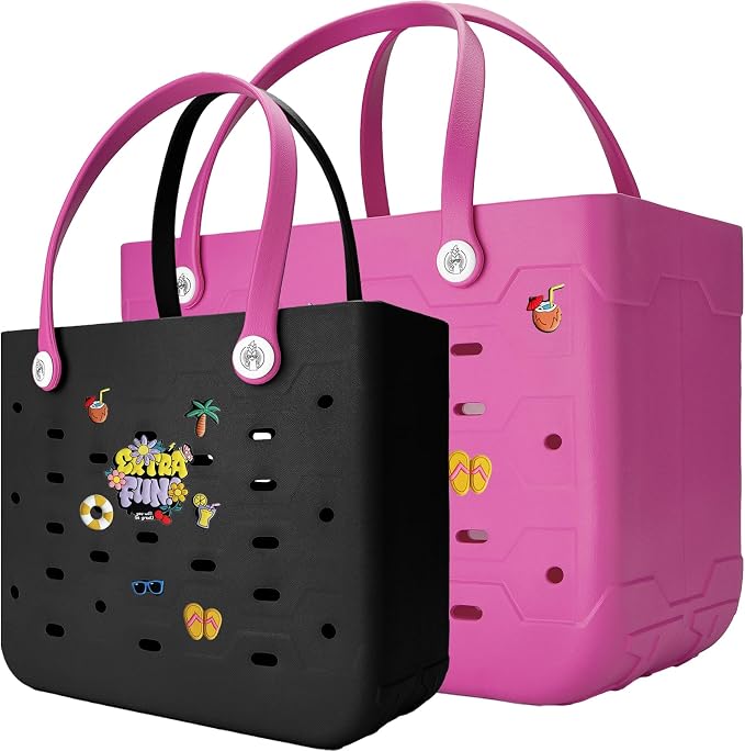 2-Pack Large Beach Bags XL & M Waterproof Tote, Sandproof, Washable- Essentials: Pool, Boat, Sports, Groceries by Unknown