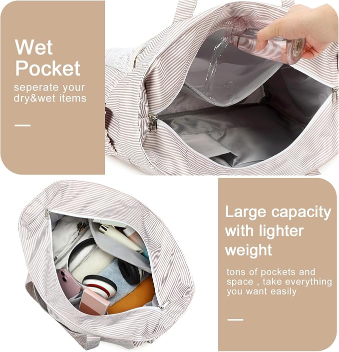 Bluboon Waterproof Beach Tote Pool Bags for Women Ladies Extra Large Carry On Bag With Wet Compartment for Weekender Travel - Image 7
