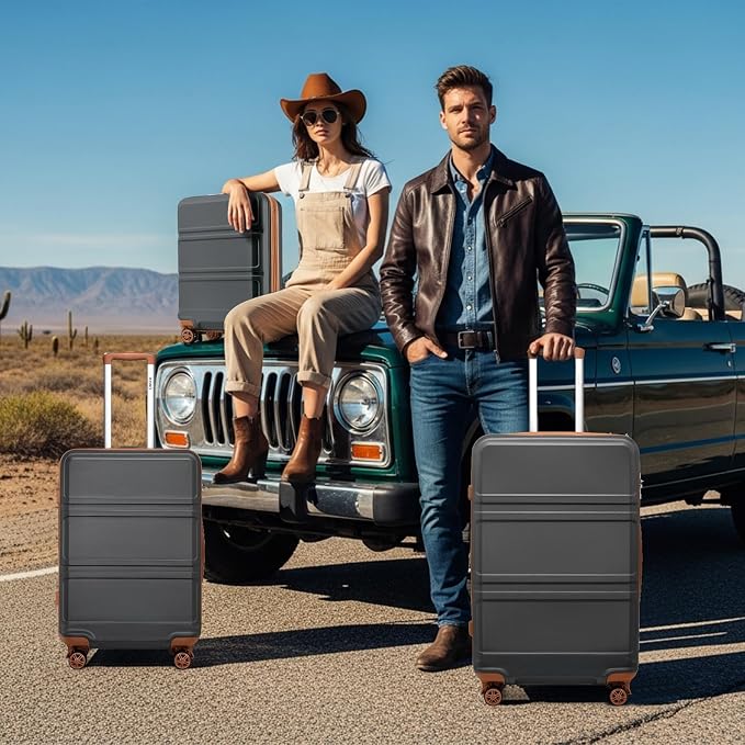 Kono 28 Inch Luggage Expandable Suitcase with Spinner Wheels TSA Lock | Lightweight PC+ABS Hardside Large Checked Luggage Durable Rolling Suitcase Apricot Grey - Image 2