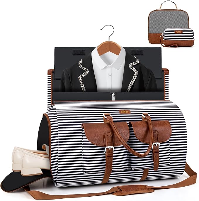 Garment Duffle Bag for Travel - Convertible Carry on Garment Duffel Travel Bag for Women Men Large Weekender Bag with Shoes Pouch 2 in 1 Hanging Suit Travel Duffel Bag 3pcs Set - Image 8